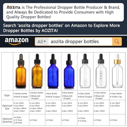 12 Pack 2 oz Glass Eye Dropper Bottles with 3 Stainless Steel Funnels & 1 Long Pipette Dropper & 24 Labels - 60ml Clear Tincture Bottles for Essential Oils, Liquids - Leakproof Travel Essential Bottles Avelisse