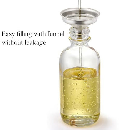 12 Pack 2 oz Glass Eye Dropper Bottles with 3 Stainless Steel Funnels & 1 Long Pipette Dropper & 24 Labels - 60ml Clear Tincture Bottles for Essential Oils, Liquids - Leakproof Travel Essential Bottles Avelisse