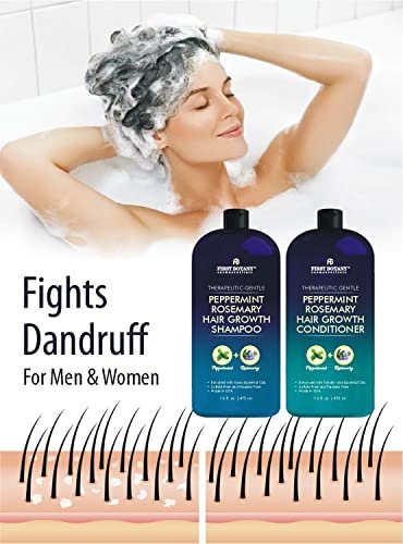 First Botany Peppermint Rosemary Hair Regrowth & Anti Hair Loss Shampoo and Conditioner Set - Daily Hydrating, Detoxifying, Volumizing for Men and Women, 16 fl oz x 2 Avelisse