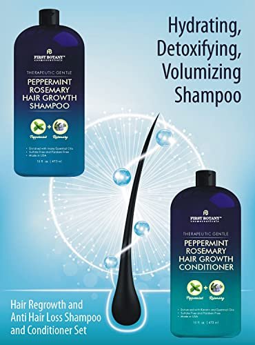 First Botany Peppermint Rosemary Hair Regrowth & Anti Hair Loss Shampoo and Conditioner Set - Daily Hydrating, Detoxifying, Volumizing for Men and Women, 16 fl oz x 2 Avelisse