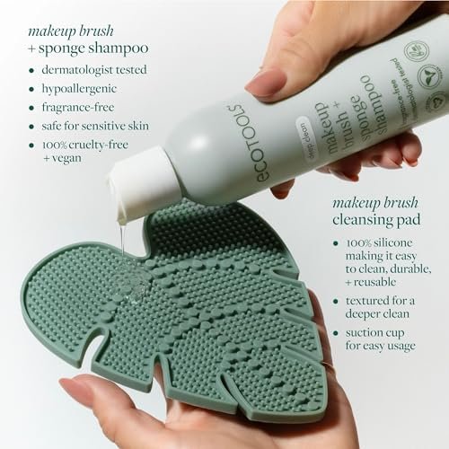 EcoTools Makeup Brush Cleansing Pad + Deep Clean Shampoo Bundle for Deep Cleaning Tools, Clean Formula, Cruelty-Free, Vegan, 2 Piece Set - görsel 6
