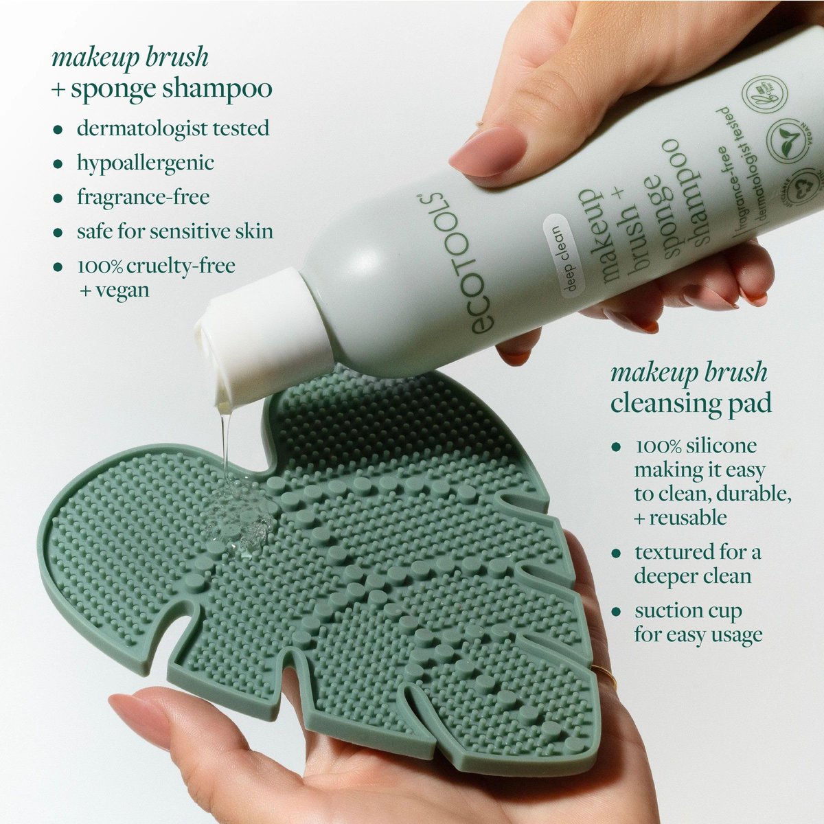 EcoTools Makeup Brush Cleansing Pad + Deep Clean Shampoo Bundle for Deep Cleaning Tools, Clean Formula, Cruelty-Free, Vegan, 2 Piece Set - görsel 5