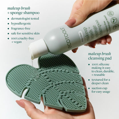 EcoTools Makeup Brush Cleansing Pad + Deep Clean Shampoo Bundle for Deep Cleaning Tools, Clean Formula, Cruelty-Free, Vegan, 2 Piece Set