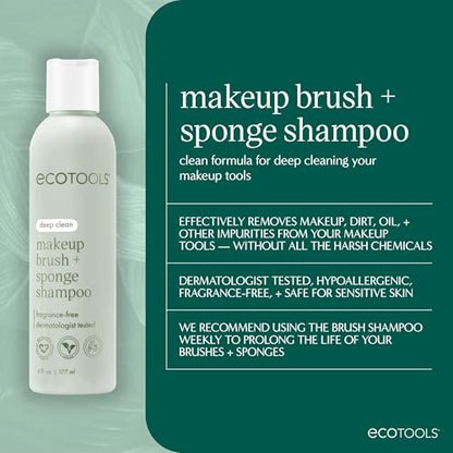 EcoTools Makeup Brush Cleansing Pad + Deep Clean Shampoo Bundle for Deep Cleaning Tools, Clean Formula, Cruelty-Free, Vegan, 2 Piece Set