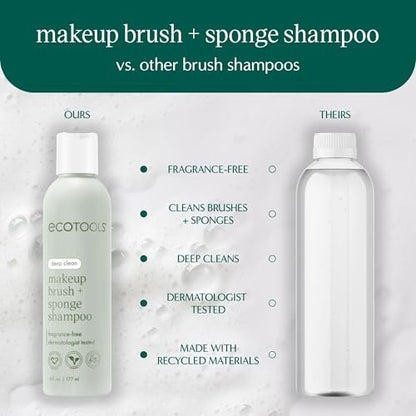 EcoTools Makeup Brush Cleansing Pad + Deep Clean Shampoo Bundle for Deep Cleaning Tools, Clean Formula, Cruelty-Free, Vegan, 2 Piece Set