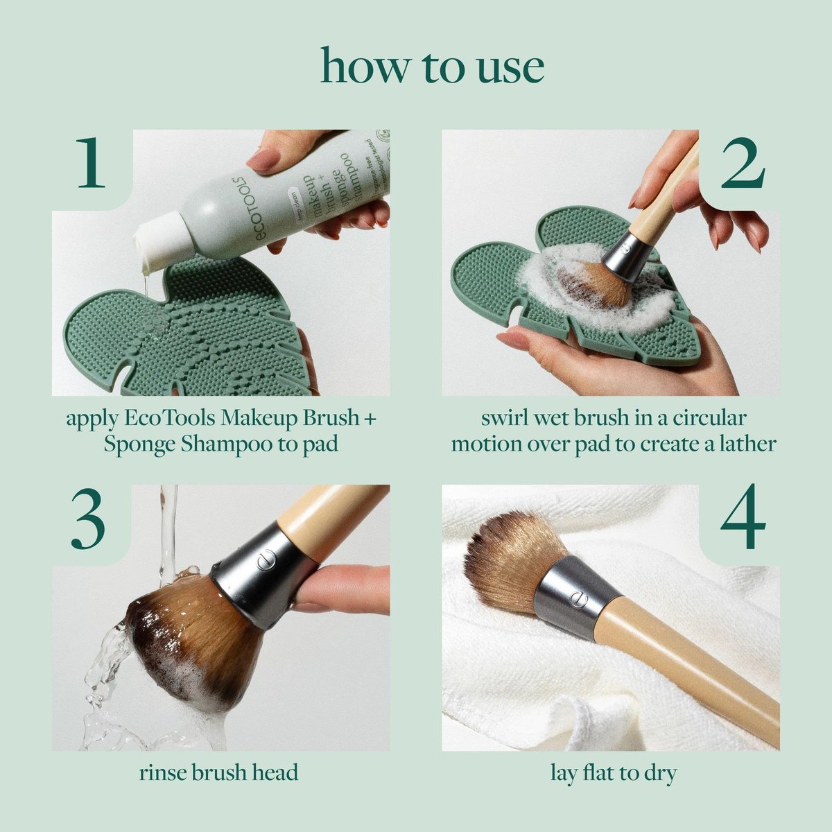 EcoTools Makeup Brush Cleansing Pad + Deep Clean Shampoo Bundle for Deep Cleaning Tools, Clean Formula, Cruelty-Free, Vegan, 2 Piece Set - görsel 7