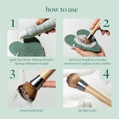 EcoTools Makeup Brush Cleansing Pad + Deep Clean Shampoo Bundle for Deep Cleaning Tools, Clean Formula, Cruelty-Free, Vegan, 2 Piece Set - görsel 8