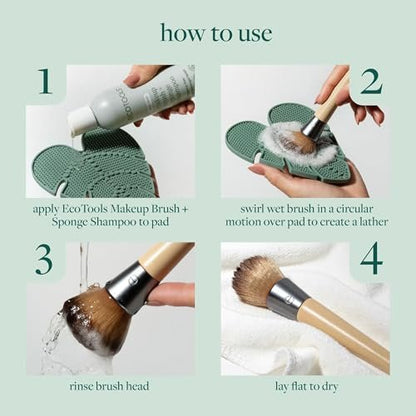EcoTools Makeup Brush Cleansing Pad + Deep Clean Shampoo Bundle for Deep Cleaning Tools, Clean Formula, Cruelty-Free, Vegan, 2 Piece Set