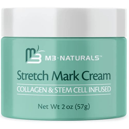 M3 Naturals Stretch Mark Cream with Collagen & Stem Cell - Maternity Skincare Oil for Stretch Mark Prevention & Scar Remover - Green Tea Extract & Raspberry Ketones Avelisse