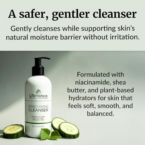Vibriance Moisturizing Cleanser - Oil-to-Foam Face Wash with Niacinamide & Shea Butter for Mature Skin, Hydrating Gentle Facial Cleanser, Sulfate-Free, 12 fl oz Avelisse