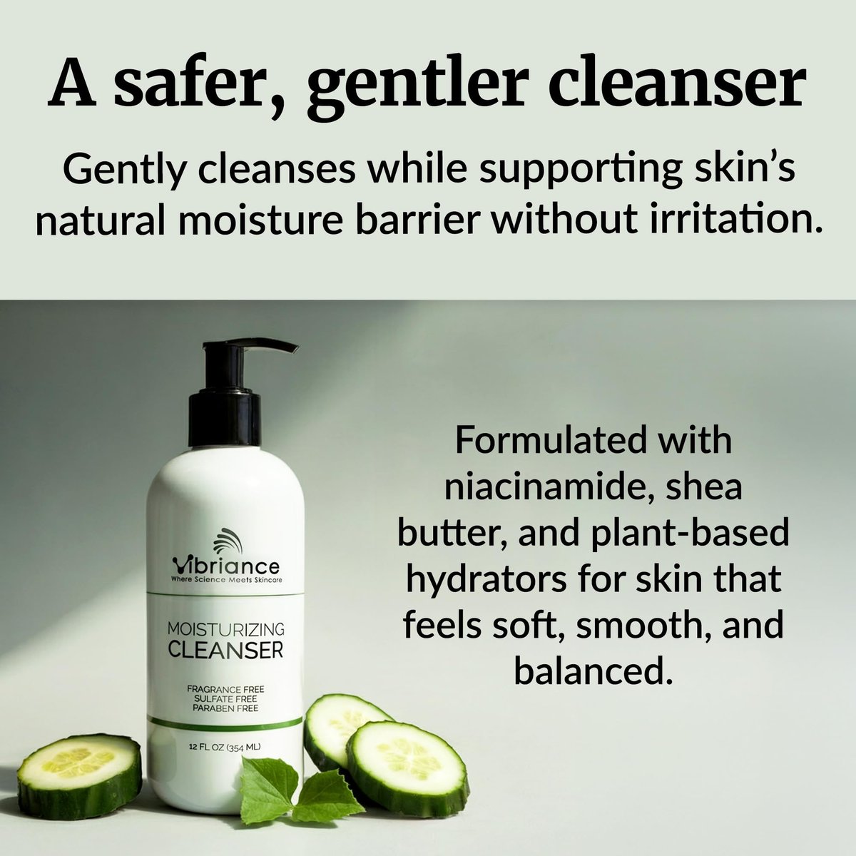 Vibriance Moisturizing Cleanser - Oil-to-Foam Face Wash with Niacinamide & Shea Butter for Mature Skin, Hydrating Gentle Facial Cleanser, Sulfate-Free, 12 fl oz Avelisse