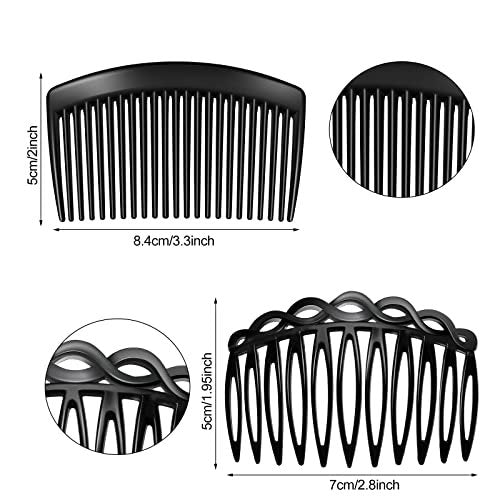 24 Pcs Women Hair Comb Accessories - French Side Combs Plastic Twist Decorative Clips with 11/23 Teeth, Wedding Veil Clips for Women (Black, Transparent, Brown) - görsel 3