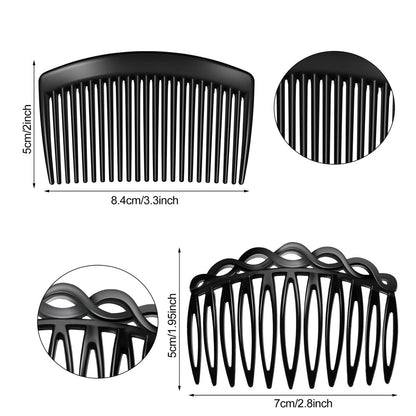 24 Pcs Women Hair Comb Accessories - French Side Combs Plastic Twist Decorative Clips with 11/23 Teeth, Wedding Veil Clips for Women (Black, Transparent, Brown)