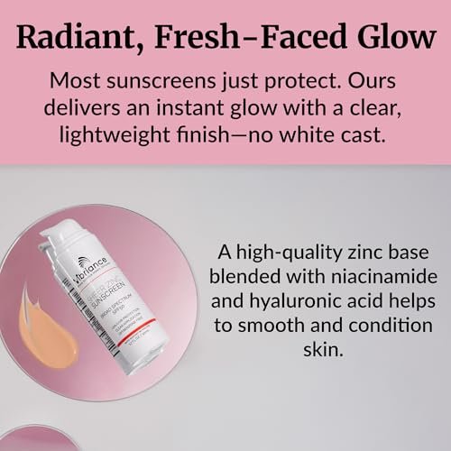 Vibriance Sheer Zinc Sunscreen SPF 50 - Tinted Face Sunscreen with Niacinamide & Hyaluronic Acid, Lightweight Mineral Moisturizer, 1.7 oz Avelisse