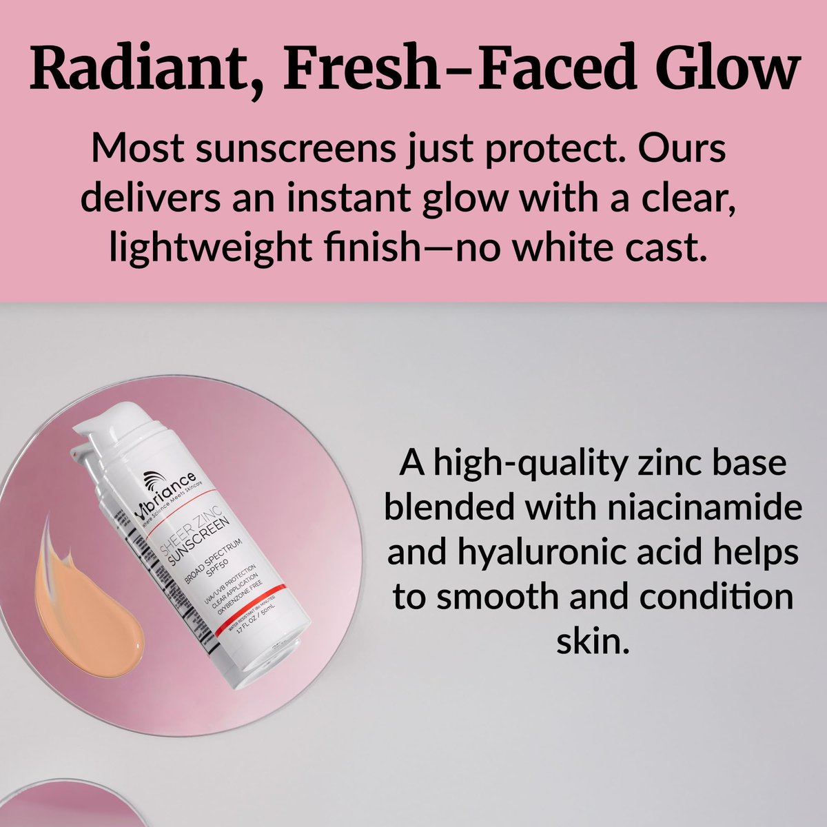 Vibriance Sheer Zinc Sunscreen SPF 50 - Tinted Face Sunscreen with Niacinamide & Hyaluronic Acid, Lightweight Mineral Moisturizer, 1.7 oz Avelisse