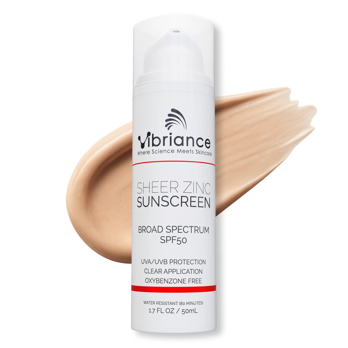 Vibriance Sheer Zinc Sunscreen SPF 50 - Tinted Face Sunscreen with Niacinamide & Hyaluronic Acid, Lightweight Mineral Moisturizer, 1.7 oz Avelisse