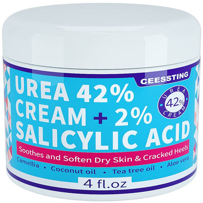 ENVISHA Urea Cream 42 Percent for Feet – 42% Urea Foot Cream with 2% Salicylic Acid for Hands, Heels, Elbows, Nails & Knees – 4 oz