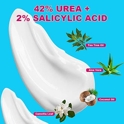ENVISHA Urea Cream 42 Percent for Feet – 42% Urea Foot Cream with 2% Salicylic Acid for Hands, Heels, Elbows, Nails & Knees – 4 oz