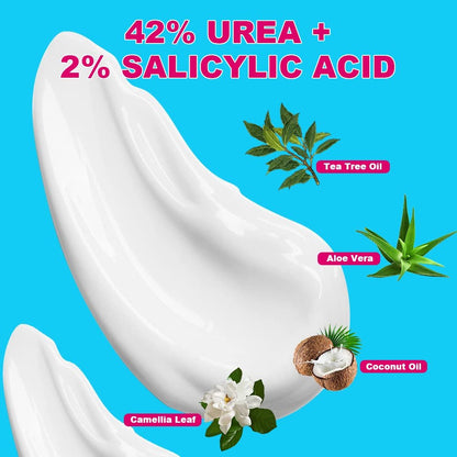ENVISHA Urea Cream 42 Percent for Feet – 42% Urea Foot Cream with 2% Salicylic Acid for Hands, Heels, Elbows, Nails & Knees – 4 oz