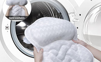 Fitheaven Bath Pillow for Bathtub - Neck, Head & Back Support with Strong Non-Slip Suction Cups & Comfortable 3D AirMesh - White Avelisse