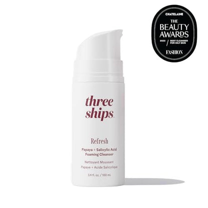 Three Ships Refresh Papaya + Salicylic Acid Cleanser - Gentle Exfoliating Face Wash for Smooth, Clean Skin | Cruelty-Free, Vegan, Paraben-Free | 3.4 fl oz (100 mL) Avelisse