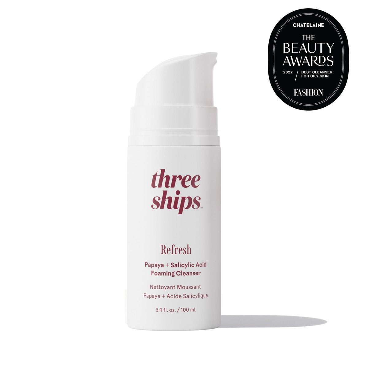 Three Ships Refresh Papaya + Salicylic Acid Cleanser - Gentle Exfoliating Face Wash for Smooth, Clean Skin | Cruelty-Free, Vegan, Paraben-Free | 3.4 fl oz (100 mL) Avelisse