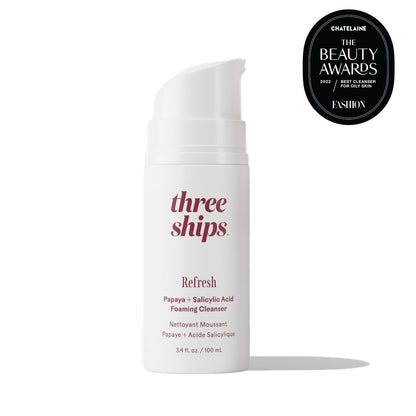 Three Ships Refresh Papaya + Salicylic Acid Cleanser - Gentle Exfoliating Face Wash for Smooth, Clean Skin | Cruelty-Free, Vegan, Paraben-Free | 3.4 fl oz (100 mL) Avelisse