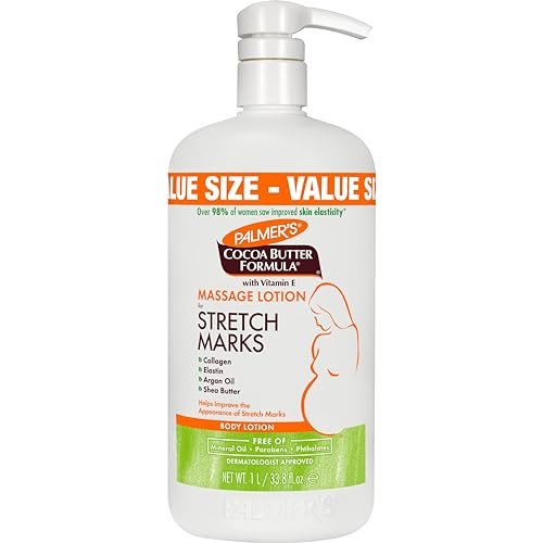Palmer's Cocoa Butter Formula Massage Lotion for Stretch Marks – Pregnancy Belly Cream with Collagen, Elastin, Argan Oil & Shea Butter, 33.8 oz Avelisse