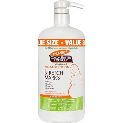 Palmer's Cocoa Butter Formula Massage Lotion for Stretch Marks – Pregnancy Belly Cream with Collagen, Elastin, Argan Oil & Shea Butter, 33.8 oz Avelisse