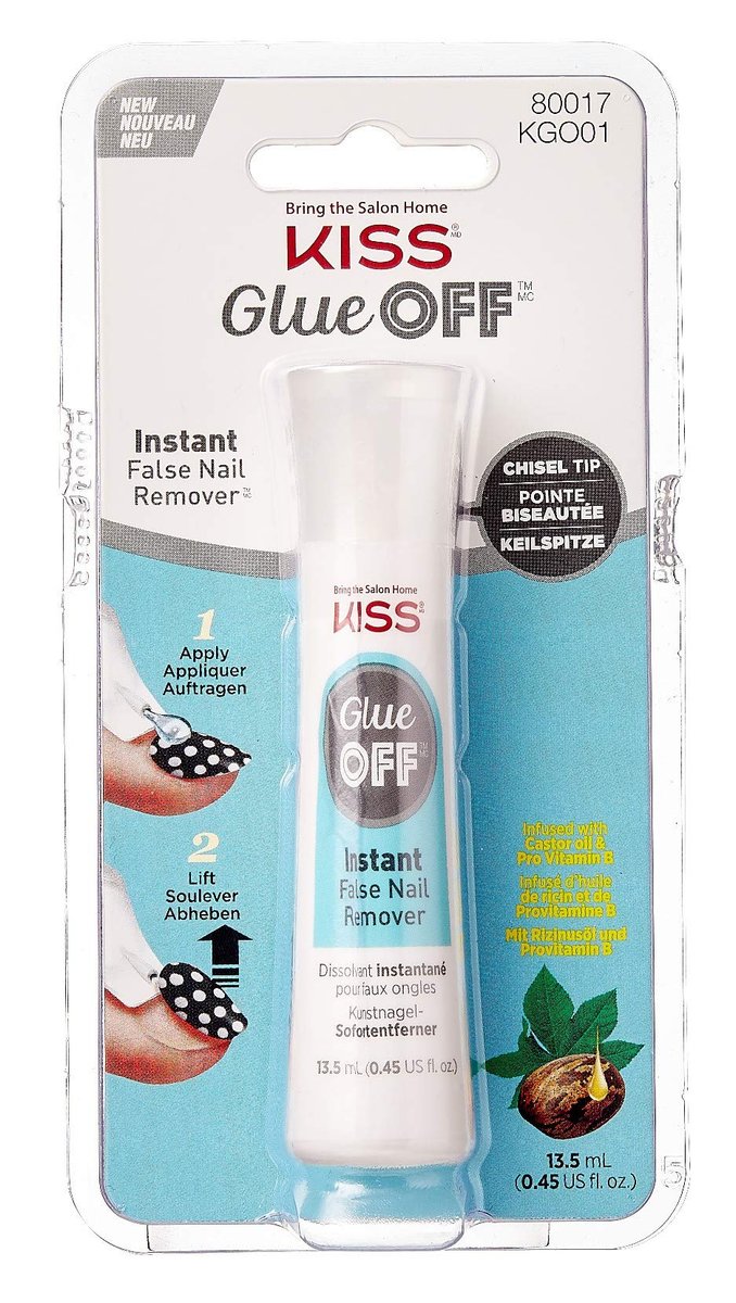 KISS Glue Off Instant False Nail Remover 0.45 oz (2-Pack) - Fast & Gentle Nail Glue Dissolver Avelisse