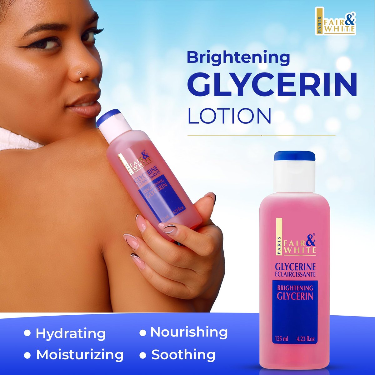 Fair and White Original Glycerin | 4.4 Fl Oz (125 ml) - Pure Hydrating Oil Avelisse