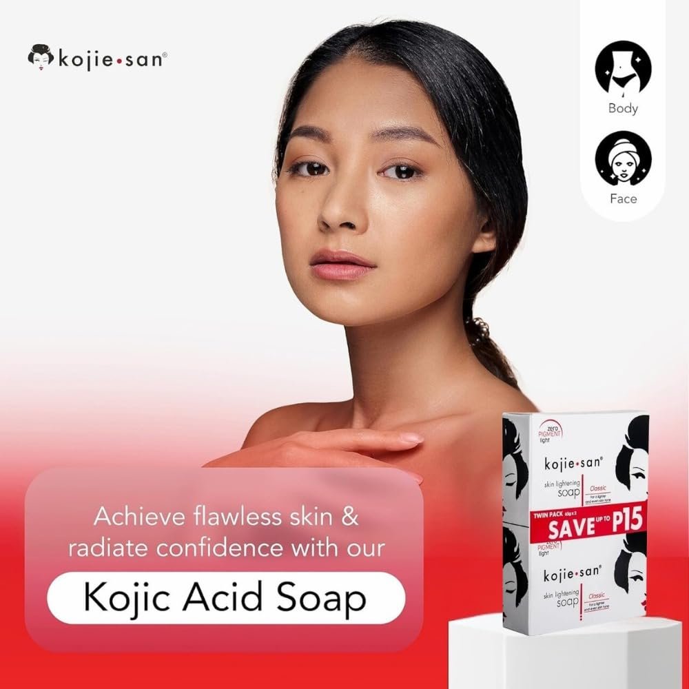 Kojie San Skin Brightening Soap – Original Kojic Acid Soap for Dark Spots, Hyperpigmentation & Scars – 65g x 2 Bars with Exfoliating Net - görsel 4