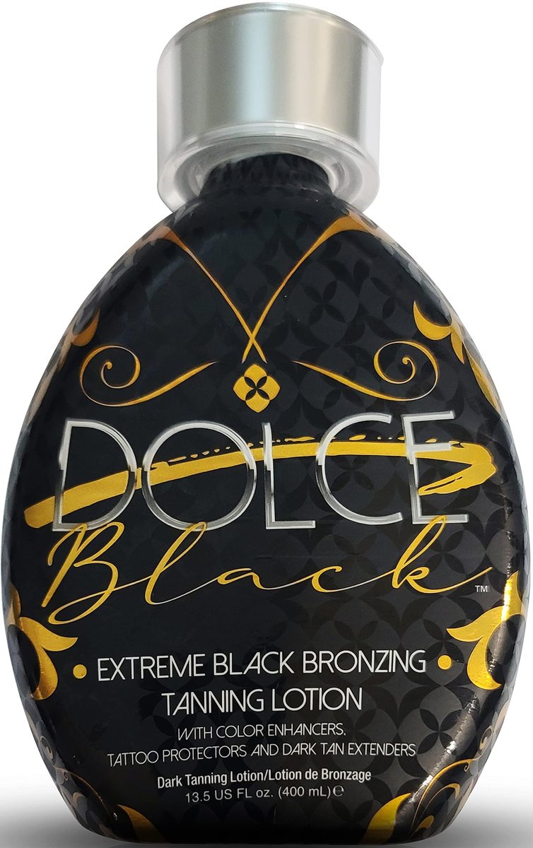 Dolce Black Bronzer Tanning Lotion – Indoor/Outdoor with Tattoo & Color Fade Protection, Anti-Orange, Anti-Aging & Anti-Wrinkle, Natural Tanning Bed Lotion, 13.5 oz Avelisse