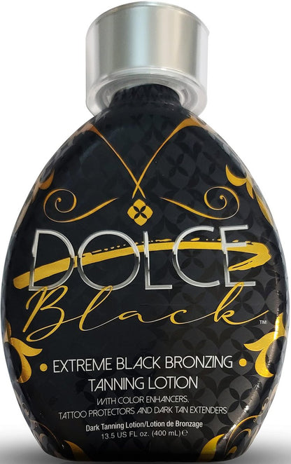 Dolce Black Bronzer Tanning Lotion – Indoor/Outdoor with Tattoo & Color Fade Protection, Anti-Orange, Anti-Aging & Anti-Wrinkle, Natural Tanning Bed Lotion, 13.5 oz Avelisse