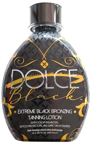 Dolce Black Bronzer Tanning Lotion – Indoor/Outdoor with Tattoo & Color Fade Protection, Anti-Orange, Anti-Aging & Anti-Wrinkle, Natural Tanning Bed Lotion, 13.5 oz Avelisse