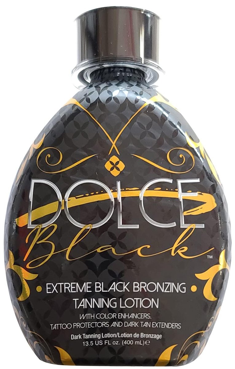 Dolce Black Bronzer Tanning Lotion – Indoor/Outdoor with Tattoo & Color Fade Protection, Anti-Orange, Anti-Aging & Anti-Wrinkle, Natural Tanning Bed Lotion, 13.5 oz Avelisse