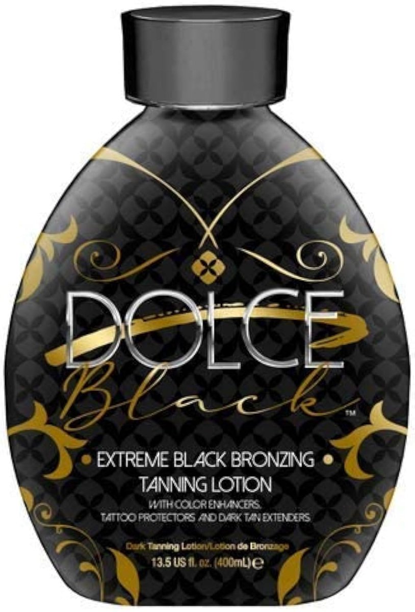 Dolce Black Bronzer Tanning Lotion – Indoor/Outdoor with Tattoo & Color Fade Protection, Anti-Orange, Anti-Aging & Anti-Wrinkle, Natural Tanning Bed Lotion, 13.5 oz Avelisse