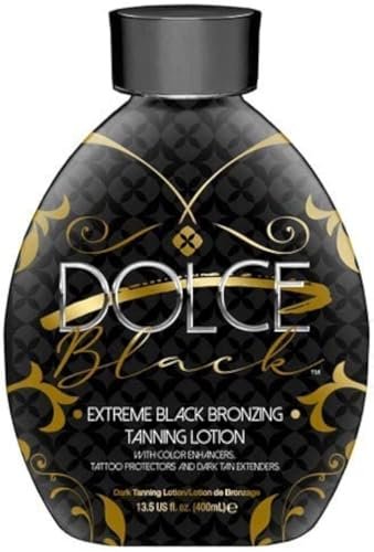 Dolce Black Bronzer Tanning Lotion – Indoor/Outdoor with Tattoo & Color Fade Protection, Anti-Orange, Anti-Aging & Anti-Wrinkle, Natural Tanning Bed Lotion, 13.5 oz Avelisse