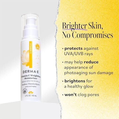 Derma E Vitamin C Weightless Moisturizer SPF 45 – Skin Brightening Face Cream with Mineral Sunscreen, Hydrating SPF 45 for Lines, Wrinkles & Uneven Tone, 2 Fl Oz Avelisse