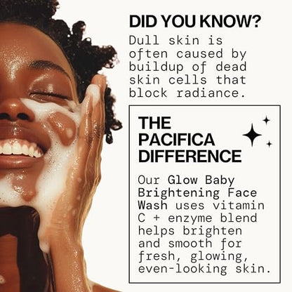 Pacifica Glow Baby Brightening Facial Cleanser – Vitamin C & Glycolic Acid Face Wash for Radiant Skin, 5 oz