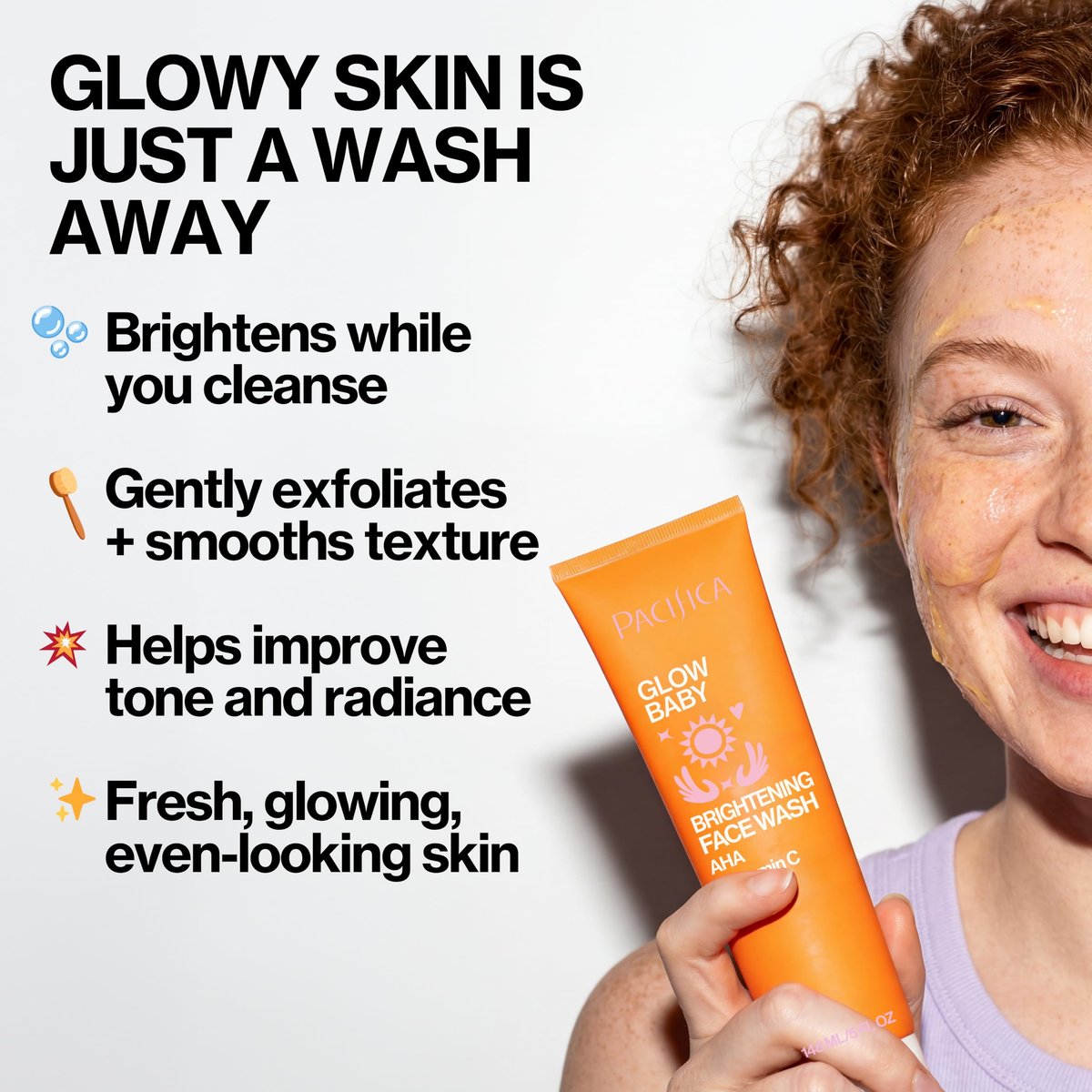 Pacifica Glow Baby Brightening Facial Cleanser – Vitamin C & Glycolic Acid Face Wash for Radiant Skin, 5 oz - görsel 3