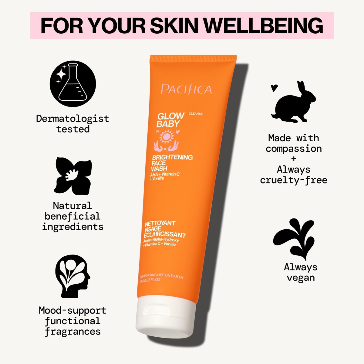 Pacifica Glow Baby Brightening Facial Cleanser – Vitamin C & Glycolic Acid Face Wash for Radiant Skin, 5 oz - görsel 9