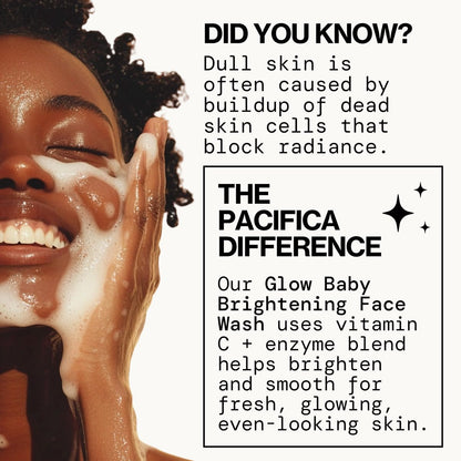 Pacifica Glow Baby Brightening Facial Cleanser – Vitamin C & Glycolic Acid Face Wash for Radiant Skin, 5 oz