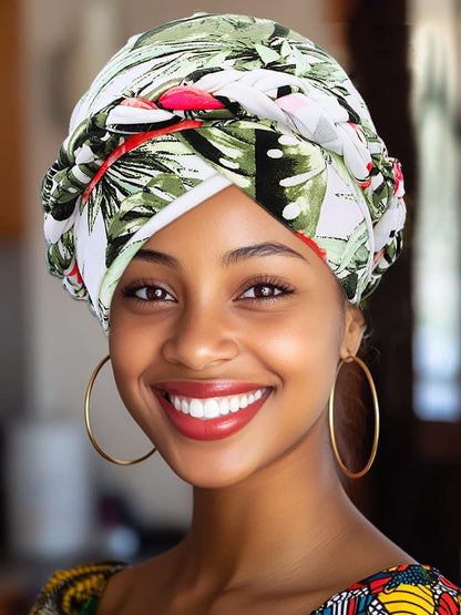Woeoe Printed Turban - Flower Pretied Hair Turbans for Women (Pink, 2 Count)