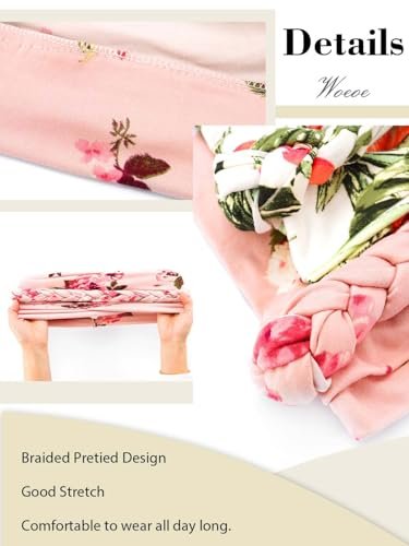 Woeoe Printed Turban - Flower Pretied Hair Turbans for Women (Pink, 2 Count) - görsel 8