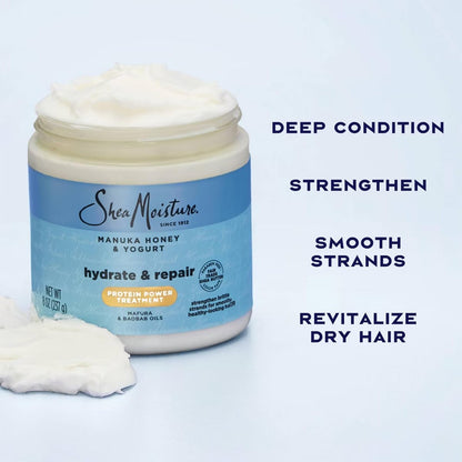 SheaMoisture Manuka Honey & Yogurt Hydrate & Repair Shampoo, Conditioner & Protein Power Treatment - 26 oz Avelisse