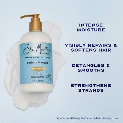 SheaMoisture Manuka Honey & Yogurt Hydrate & Repair Shampoo, Conditioner & Protein Power Treatment - 26 oz Avelisse