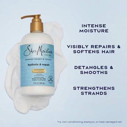 SheaMoisture Manuka Honey & Yogurt Hydrate & Repair Shampoo, Conditioner & Protein Power Treatment - 26 oz Avelisse