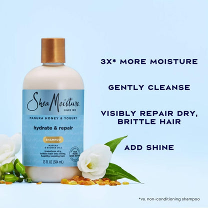SheaMoisture Manuka Honey & Yogurt Hydrate & Repair Shampoo, Conditioner & Protein Power Treatment - 26 oz Avelisse