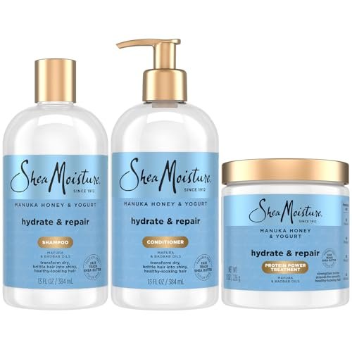 SheaMoisture Manuka Honey & Yogurt Hydrate & Repair Shampoo, Conditioner & Protein Power Treatment - 26 oz Avelisse